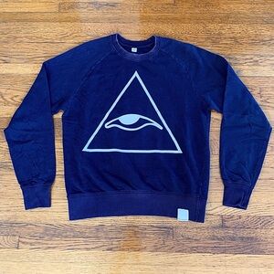 Vintage Navy Eco-Friendly Graphic Crewneck Sweatshirt, size S by Millionhands